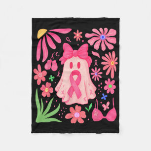Boho Floral Borstkanker In oktober Draag we roze Fleece Deken