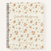 Boho Floral Botanical Pattern Girl Beige Name Text Notitieboek (Voorkant)