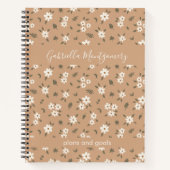 Boho Floral Botanical Pattern Girl Brown Name Text Notitieboek (Voorkant)