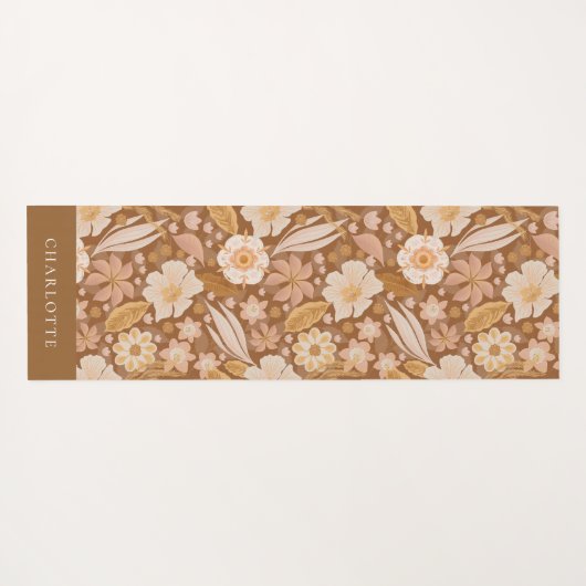 Boho Floral Botanical Personalized Yogamat (Achterkant (horizontaal))