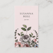Boho Floral Botanical Professional Blush Pink Visitekaartje (Voorkant)