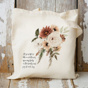 Boho Floral bouquet gepersonaliseerd citaat Tote Bag