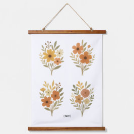 Boho Floral Bouquet Wall Tapestry | Add Text Hangend Wandkleed