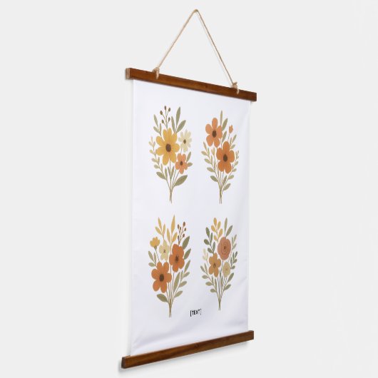 Boho Floral Bouquet Wall Tapestry | Add Text Hangend Wandkleed (Gebogen)