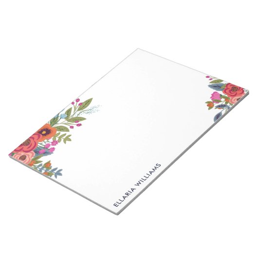 Boho Floral Bouquets - Naam Notitieblok (Schuin)