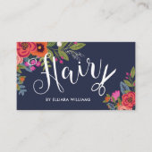 Boho Floral Bouquets - Navy Blue Hair Stylist Visitekaartje (Voorkant)