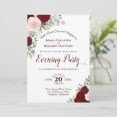 Boho Floral Bourgogne Rood & Roze Avondfeest Kaart (Staand voorkant)