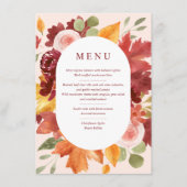 Boho Floral Bourgondië Trouwtafel Nummer Menu (Voorkant)