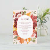 Boho Floral Bourgondië Trouwtafel Nummer Menu (Staand voorkant)