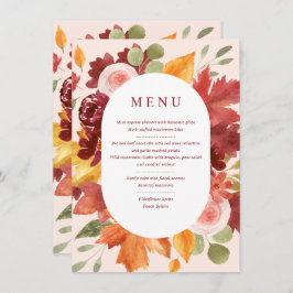 Boho Floral Bourgondië Trouwtafel Nummer Menu