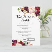 Boho Floral Bourgondië Vrijgezellenfeest Game 5x7 Kaart (Staand voorkant)