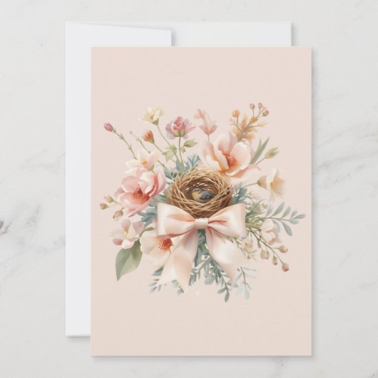 Boho Floral Bow Baby Shower Nesting Party Kaart (Achterkant)