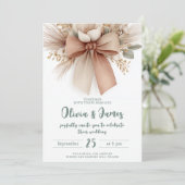 Boho Floral Bow Wedding Kaart (Staand voorkant)