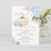 Boho Floral Boys Little Pumpkin Baby shower Kaart (Staand voorkant)