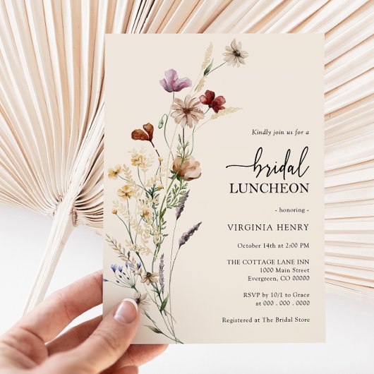 Boho Floral Bridal Luncheon Kaart