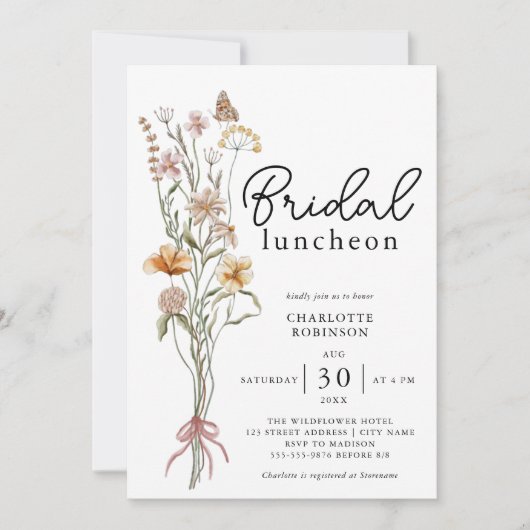 Boho Floral Bridal Luncheon Kaart (Voorkant)