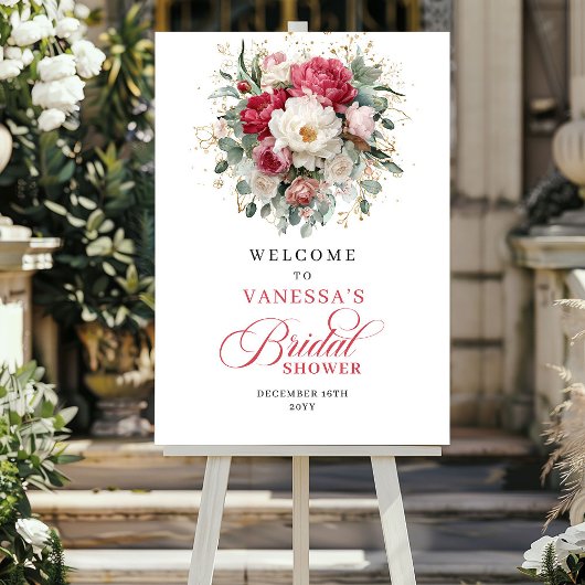 Boho Floral Bridal Shower Welcome Sign Poster