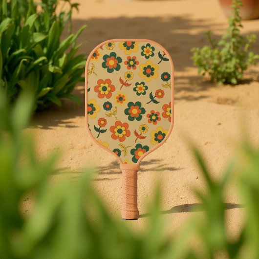 Boho Floral Brown & Beige Botanische Lente Zomer Pickleball Paddle