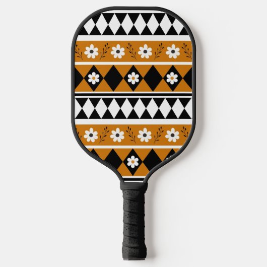 Boho Floral Brown & Black Botanical Spring Summer Pickleball Paddle (Voorkant)