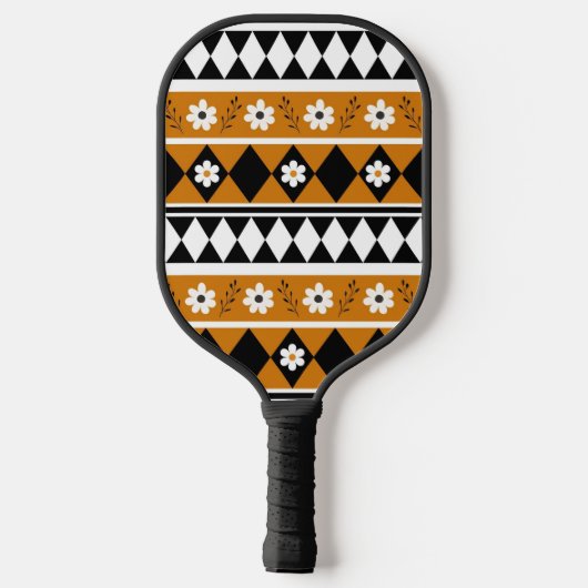 Boho Floral Brown & Black Botanical Spring Summer Pickleball Paddle (Achterkant)