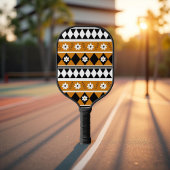 Boho Floral Brown & Black Botanical Spring Summer Pickleball Paddle