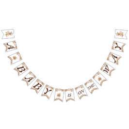 Boho Floral Brown Letters op wit Baby shower Vlaggetjes