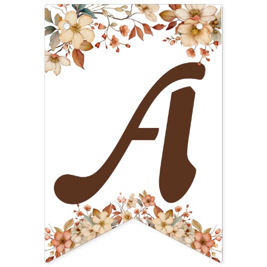 Boho Floral Brown Letters op wit Baby shower Vlaggetjes (Tweede vlag)