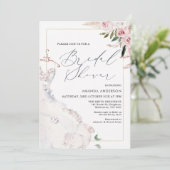 Boho Floral bruidsjurk bruids douche uitnodiging (Staand voorkant)