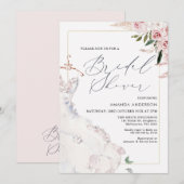 Boho Floral bruidsjurk bruids douche uitnodiging (Voorkant / Achterkant)