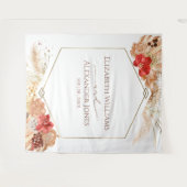 Boho Floral bruiloft achtergrond | terracotta Wandkleed (Voorkant (horizontaal))