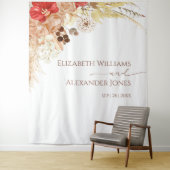 Boho Floral bruiloft achtergrond | terracotta Wandkleed (In situ)