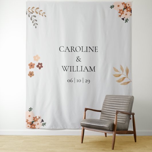 Boho Floral bruiloft fotocabine achtergronden Wandkleed (In situ)