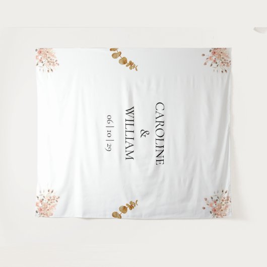 Boho Floral bruiloft fotocabine achtergronden Wandkleed (Voorkant (horizontaal))