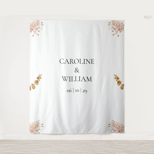 Boho Floral bruiloft fotocabine achtergronden Wandkleed (Voorkant)