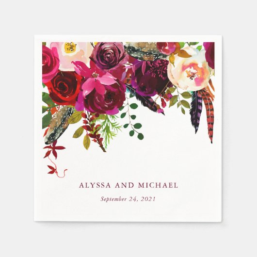 Boho Floral | Bruiloft Servet (Voorkant)