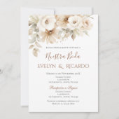 Boho Floral bruiloft uitnodiging in het Spaans (Voorkant)