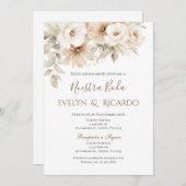 Boho Floral bruiloft uitnodiging in het Spaans (Voorkant / Achterkant)