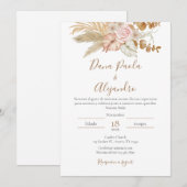 Boho Floral bruiloft uitnodiging in het Spaans (Voorkant / Achterkant)