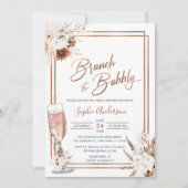 Boho Floral Brunch en Bubble Vrijgezellenfeest Kaart (Voorkant)