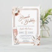 Boho Floral Brunch en Bubble Vrijgezellenfeest Kaart (Staand voorkant)