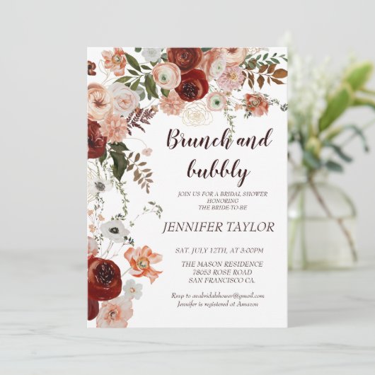 Boho Floral Brunch en bubbly vrijgezellenfeest Kaart (Staand voorkant)