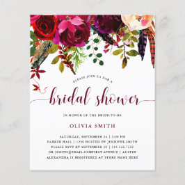 Boho Floral | BUDGET Bridal Shower-uitnodiging