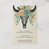 Boho Floral Bull Koe Schedel Western Rustiek Visitekaartje (Achterkant)
