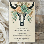 Boho Floral Bull Koe Schedel Western Rustiek Visitekaartje
