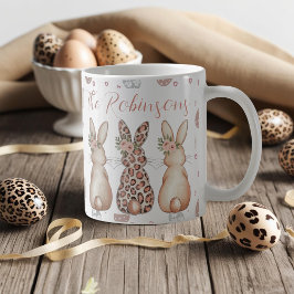 Boho Floral Bunnies Gepersonaliseerde Pasen Koffiemok