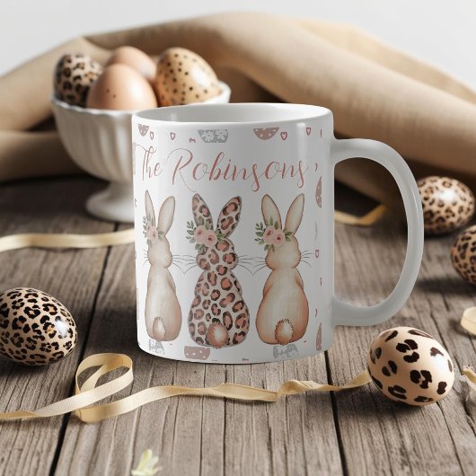 Boho Floral Bunnies Gepersonaliseerde Pasen Koffiemok
