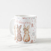 Boho Floral Bunnies Gepersonaliseerde Pasen Koffiemok (Voorkant links)