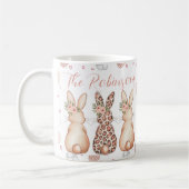 Boho Floral Bunnies Gepersonaliseerde Pasen Koffiemok (Links)