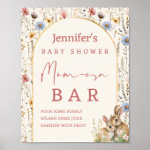 Boho Floral Bunny Beige Mom-osa Bar Sign Poster (Voorkant)