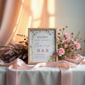 Boho Floral Bunny Beige Mom-osa Bar Sign Poster